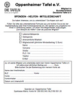 Formular Mitgliedschaft Oppenheimer Tafel